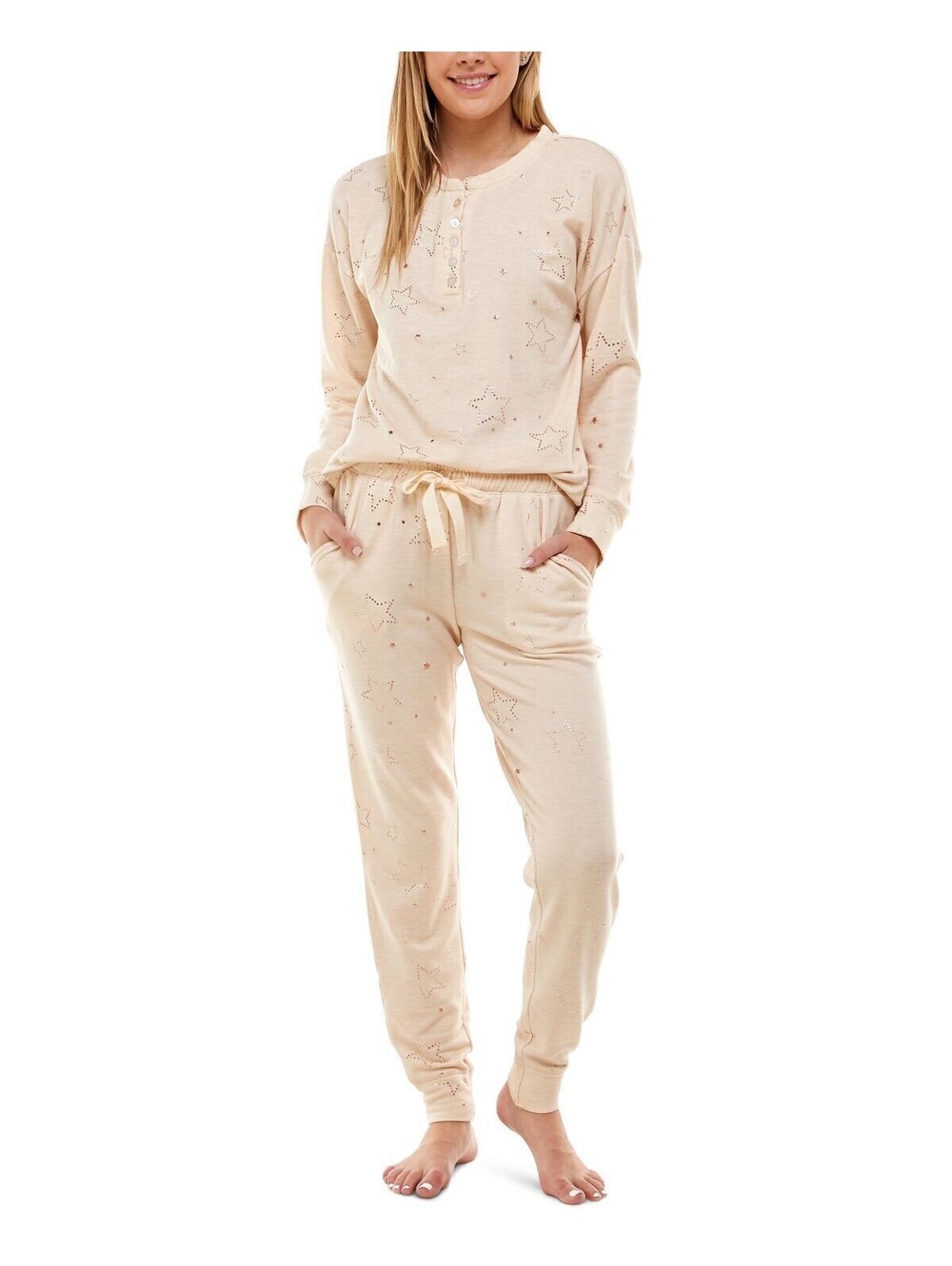 Roudelain Womens Long Sleeve Henley Top & Jogger Lounge Set Size L